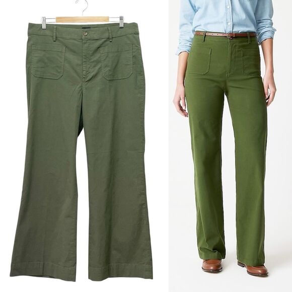 NWT J. Crew Lizzie Wide Leg Pants Size 34 (18) Pine Green High Rise Patch Pocket - Picture 12 of 12